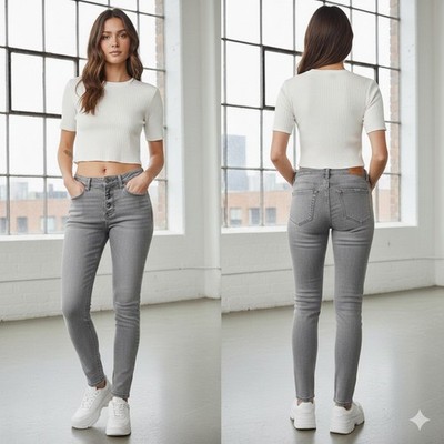 AMERICAN EAGLE Skinny Jeans 8 Regular Gray Low Rise Stretch Denim