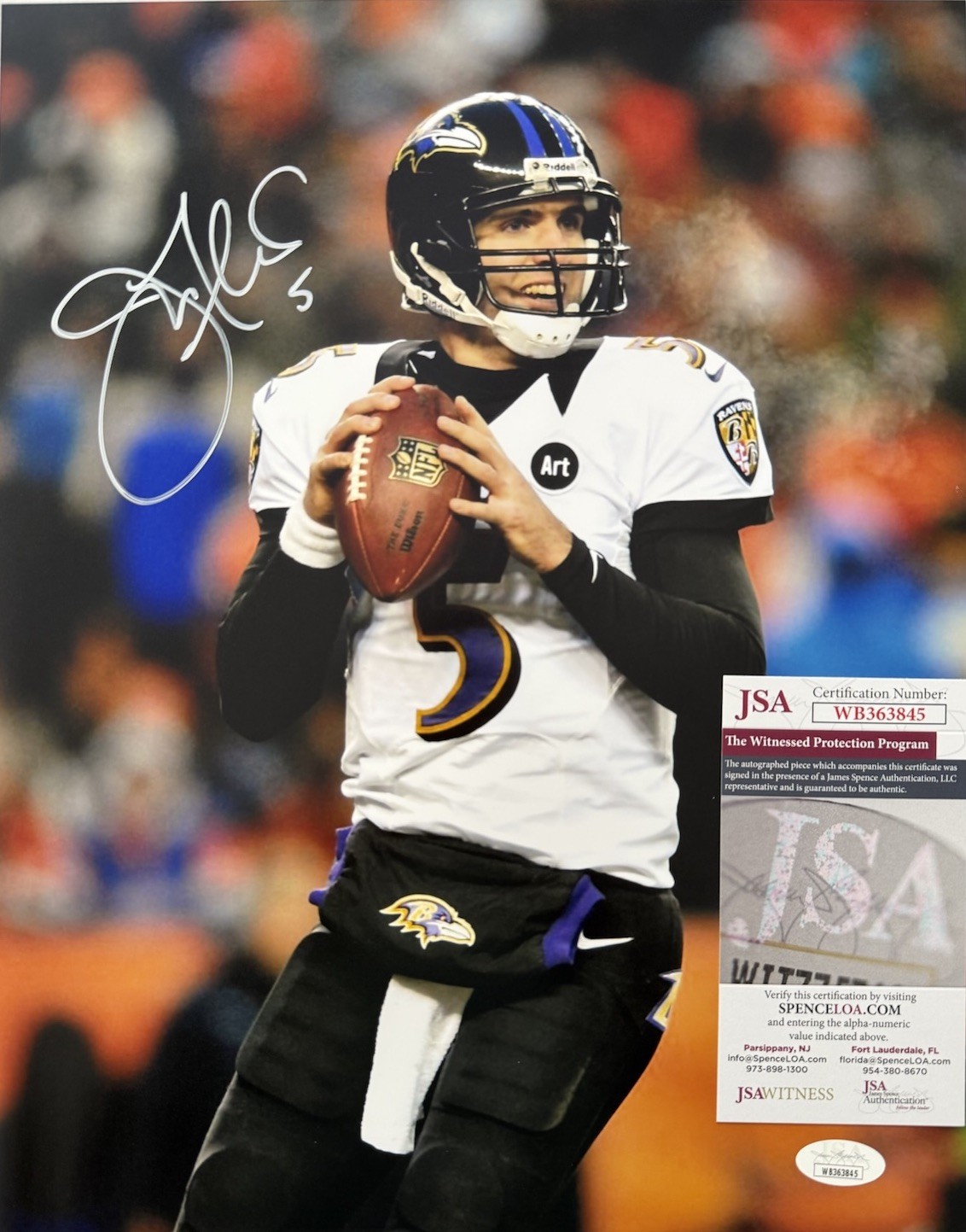 Joe Flacco Autographed Signed Baltimore Ravens Authentic 14x11 Photo JSA COA 