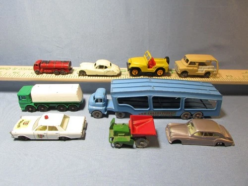 9-Vtg 1960s Matchbox & Major #2, 29, 32, 44, 55 Car Hauler etc.  C-2
