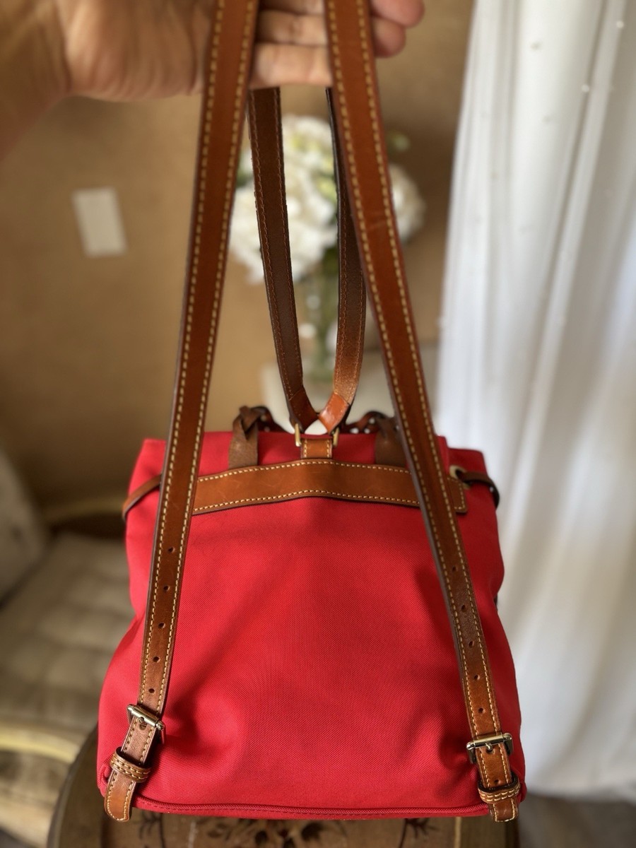 Dooney & Bourke Red Leather Backpack with Brown leather Trim Pebble Grain Zip Pod Backpack – Dooney & Bourke main image 2