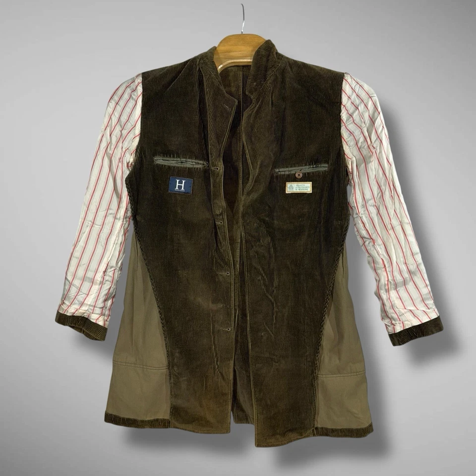 Duca Visconti Di Modrone x Hilfiger Mens Small Brown Corduroy Overshirt Blazer - Image 4 of 4