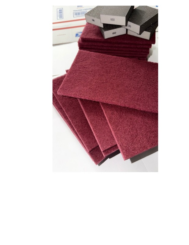 6" x 9" Maroon General Purpose FINE Scuff Pads 25 Pack Plus 5 sanding sponges