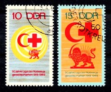 DDR 1466-1467 , gestempelt / o / Rotes Kreuz , Symbole /g2