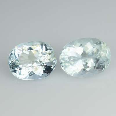 1.90Cts SUPER LUSTER NATURAL AQUAMARINE OVAL CUT PAIR LOOSE GEMSTONES M544