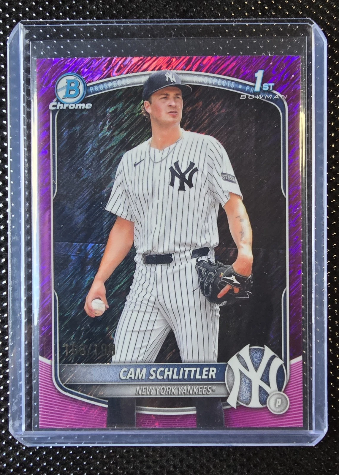 Cam Schlittler 2025 Bowman Chrome 1st Bowman Fuchsia shimmer /199