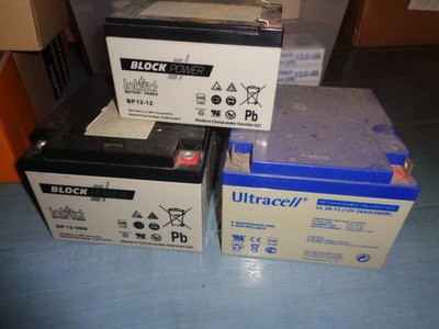3x 12 Volt Akku AGM 12Ah 26Ah Ultracell Intact Block Power 12V