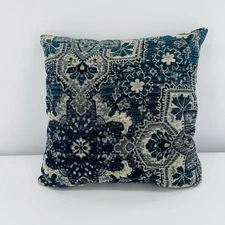 Pier 1 Boho Ethnic Design Decorative Throw Pillows Navy Blue White