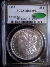 1892-P Morgan Dollar, PCGS MS-62 PL, CAC, Extremely Rare in Proof-Like++++++