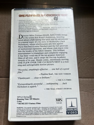 One Flew Over The Cuckoo's Nest VHS 1st Release 1982 Thorn EMI Cut Box RARE - Picture 3 of 4