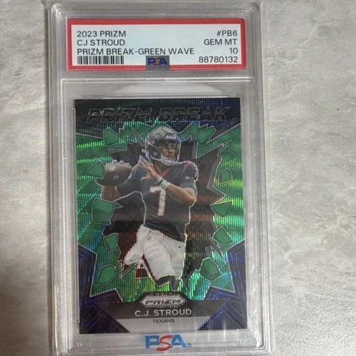 2023 Panini Prizm Break C.J. Stroud PB-6 Green Wave Prizm Rookie PSA 10 Texans