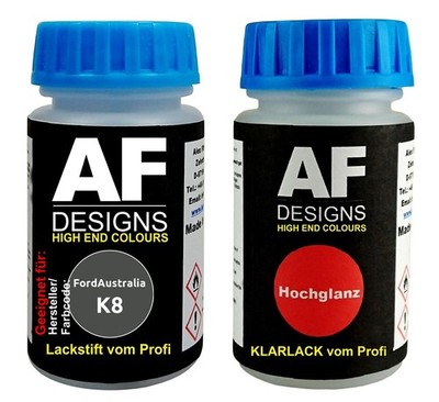 Lackstift für FordAustralia K8 Tornado Silver Metallic + Klarlack je 50ml Autola