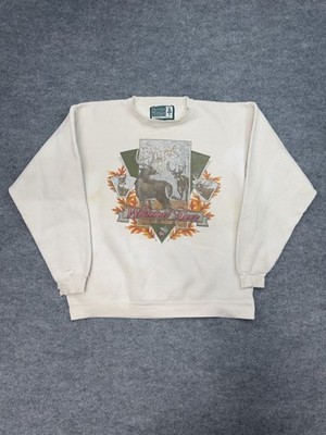 Vintage Snowshoe Thompson Whitetail Deer Crewneck Sweatshirt L USA