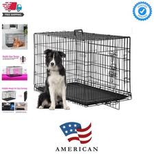 Dog Crate for Large Dogs 48 Inch Folding Metal WirePet Cage Double Door W/Div...