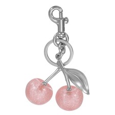 Cherry Keychain for Women Bag Purse Charm with Key Ring and Clip Pink-Silver