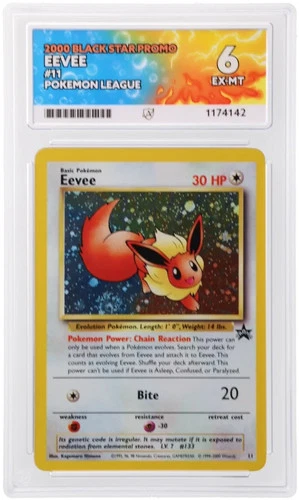 Eevee #11 WotC Black Star Promo Pokemon Card Vintage 2000 Graded EX-MT ACE 6