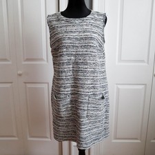 Loft Outlet Marled Tweed Sleeveless Shift Dress Sz M Mod Preppy Coastal