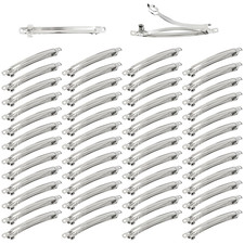50 Pack 10Cm/4 Inch Plain Blank Silver Metal DIY Craft French Barrettes