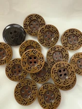 10PC Coffee Vine and Leave Resin Sewing Button Flat Back 4 Holes 18mm