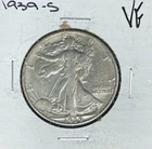 1939-S WALKING LIBERTY SILVER HALF DOLLAR  ~ VERY FINE  ~ NICE COIN ~ 90% SILVER