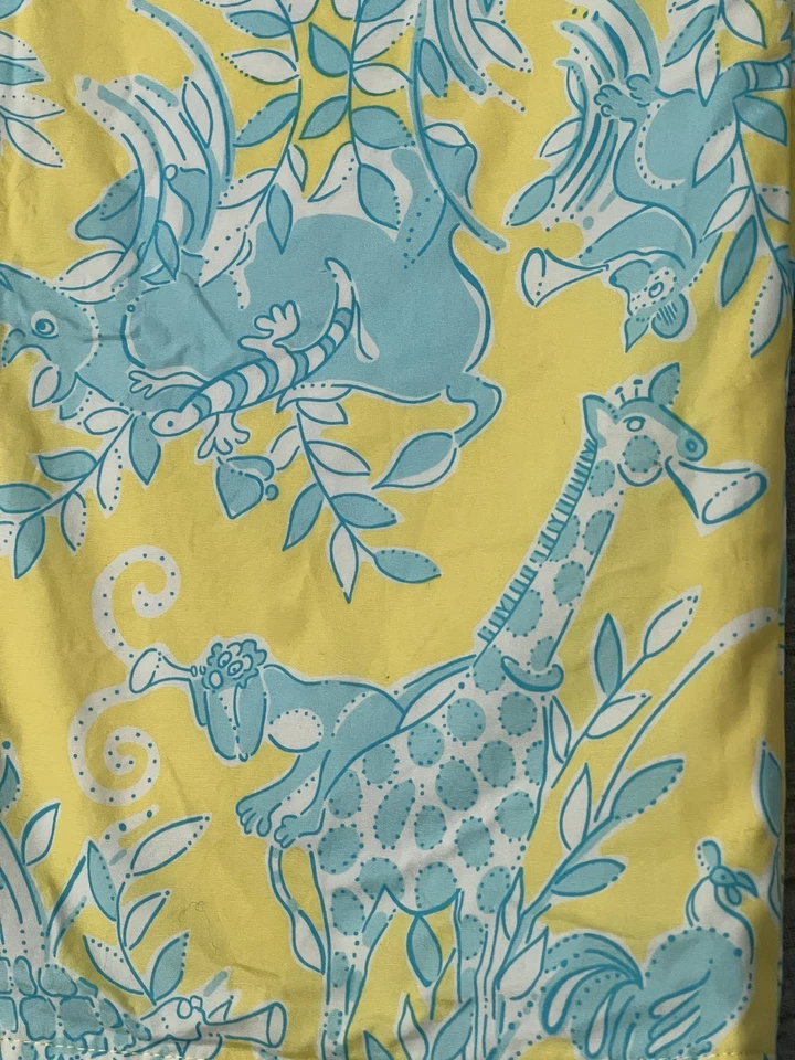 Calça Capri Lilly Pulitzer Meninas 14 Vintage Sunshine Junkanoo Zoo Amarela Azul - Imagem 2 de 4