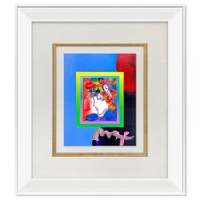 Peter Max, "Blushing Beauty" Framed One-of-a-Kind Acrylic Mixed Media, Hand Sign