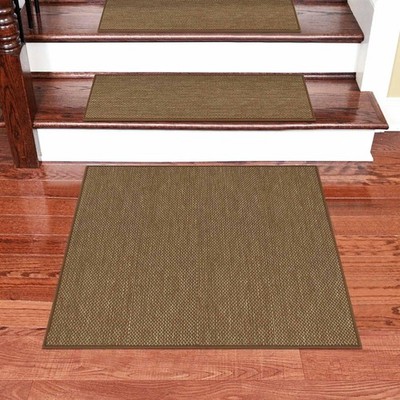 Seloom Linen Non Slip Stair Treads Carpet Landing Mat for 30''X30'', Coffee 