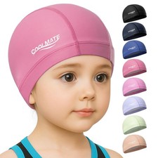 Fabric Swim Cap for Kid 3 4 6 8 14 16, Silicone Water-resistant Layer, Cloth ...