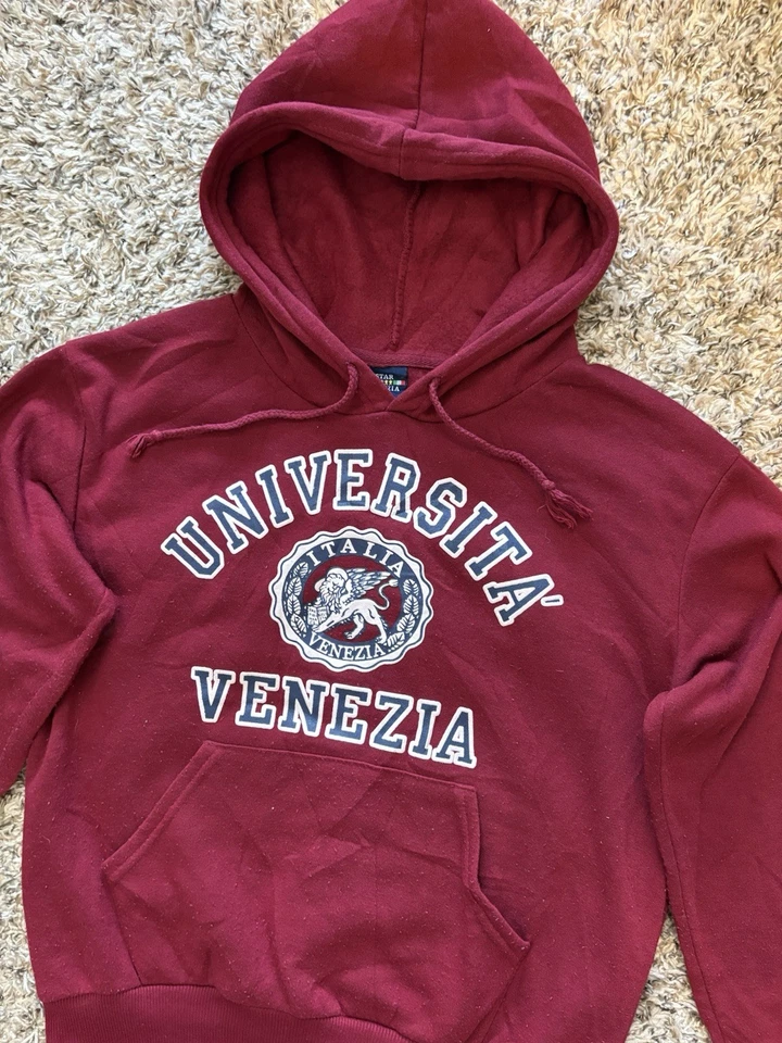 Sudadera con capucha suéter borgoña Star Venezia Universitá Venezia Italia para mujer talla XS Foto 4 de 4