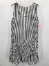 Pre-Owned Tulip White Size One Size Stripe Knee Length Sleeveless Dress