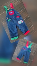 Vintage Oshkosh Overalls Jeans Red Green 3/6 Months Made in USA