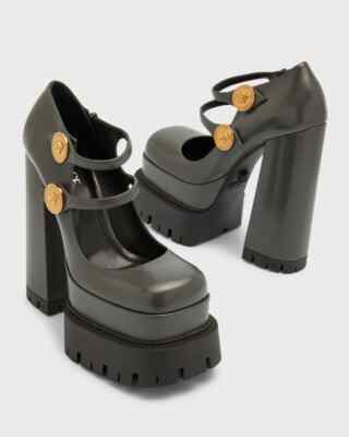 New VERSACE  Medusa Aevitas Platform Mary Janes Pump Shoes.Sz 6.5.$1575
