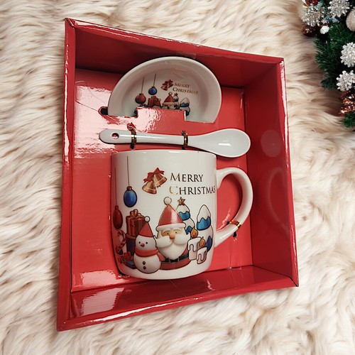 Festliche Keramik Kaffeebecher Geschenkset mit Teller & Löffel Urlaub Trinkgeschirr - Bild 20 von 43