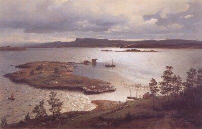 Hans Gude The Sandvik Fiord 1879 17''x 22'' Archival Art Print