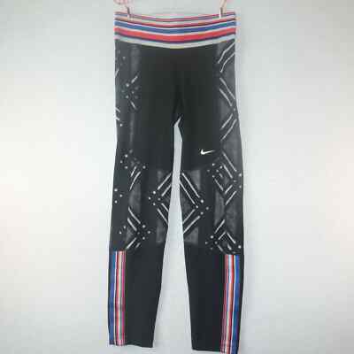 NEW Black Nike Pro Printed Leggings Tight Fit 7/8 Length Women's Size Small