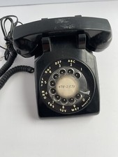 Vintage ITT Desktop Rotary Phone Black 500 Telphone Corded with Telephone Line