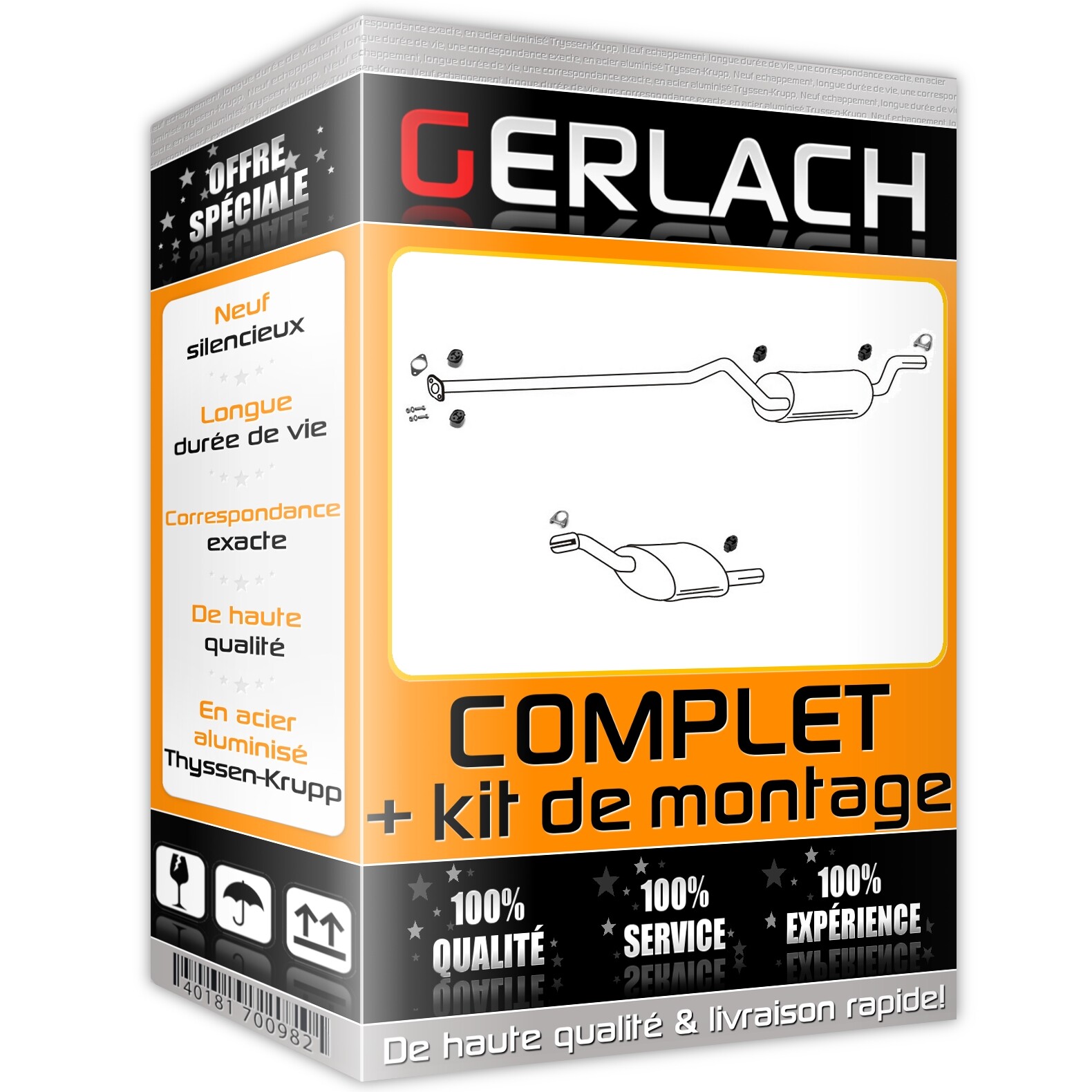Silencieux echappement Ford Focus F117 anti-corrosion pour modele 1.8 16V