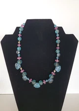 Vintage Napier Lucite Necklace Peacock Colors Purple Blue Teal 15.5"+3" Extender