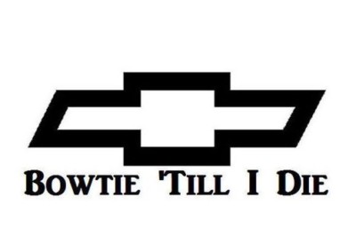 "Bowtie Till I Die" Vinyl Decal Sticker - 7x3 Inch Gloss White Die Cut Decal For Cars & Windows