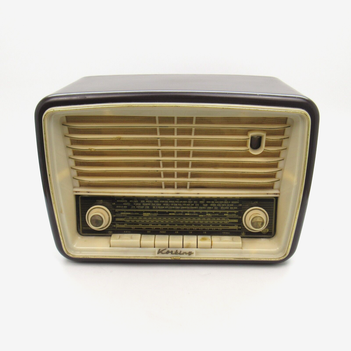 KORTING German AM FM SW 1960s Bakelite Tube Radio 3923W Powers On