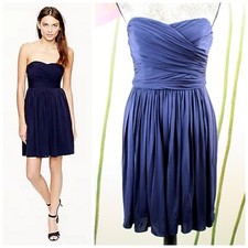 J. Crew Women's Arabelle Liquid Jersey Strapless Bridesmaid Dress, Size 4 Navy