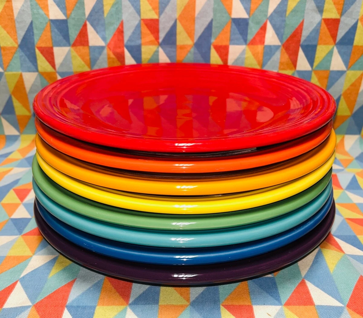 NEW FIESTA RAINBOW 8 DINNER PLATES BRIGHT MIX SET 10.5 FIESTAWARE