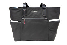 Michael Kors Poly Large Nylon Tote Bag in Black Silver Accents New Free Shipping