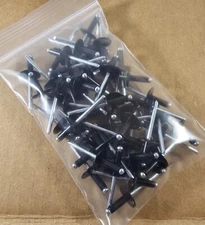 RIVETS 50 PC BLACK Large Flange 3/16" X 5/8" Aluminum Head Steel Mandrel Rivet