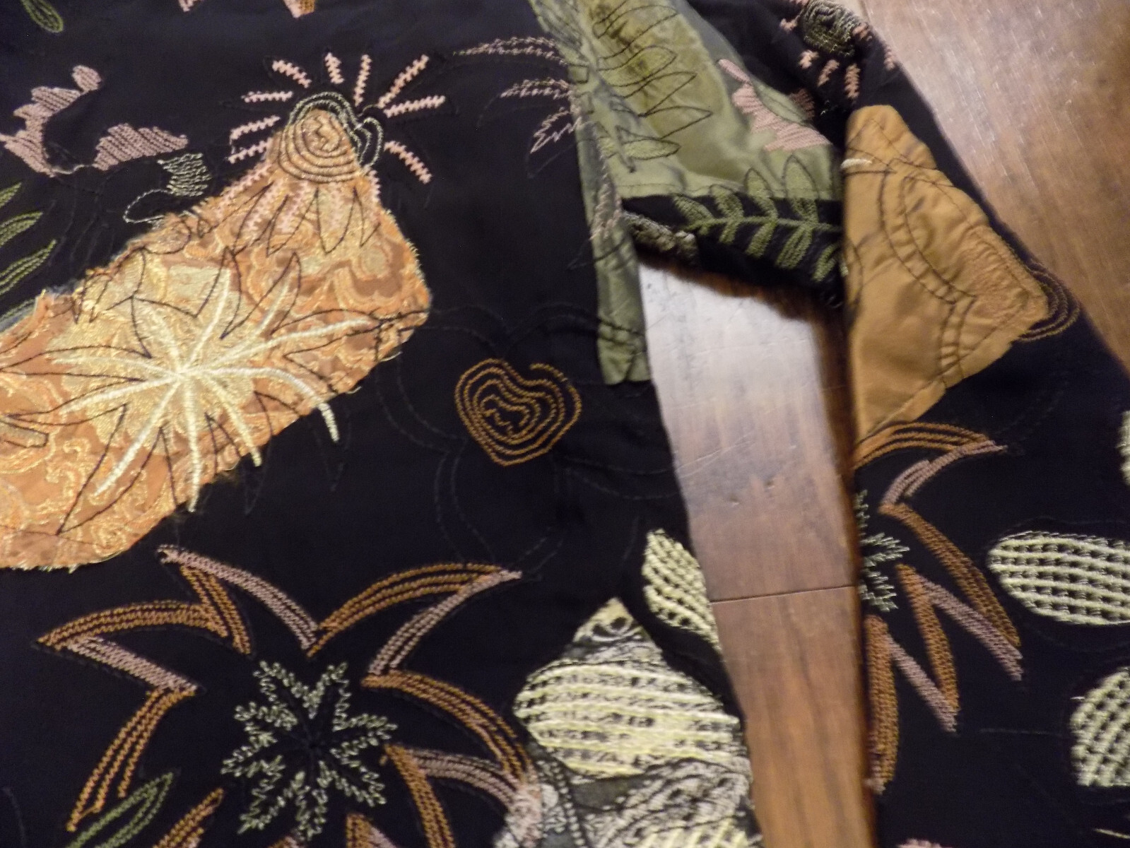 Laura Ashley Vtg Patchwork Jacket Embroidered Bla… - image 8