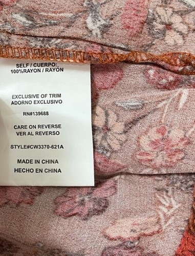 Coco + jaimeson Rancher's Daughter Floral Print Brick color Top Blouse Medium - Picture 7 of 9