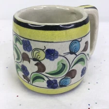 Vintage Tonala Coffee Mug Mexican Pottery Folk Art Mexico Signed EAJ