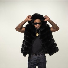 Mens Winter Black Fox Fur Hood Waistcoat Genuine Fox Fur Gilet Warm Thick Vests