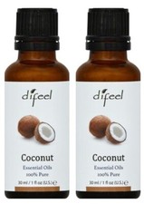 2 - Difeel, Coconut Oil, Essential Oils, 100 Pure, Unrefined, Warm to Use, 1oz