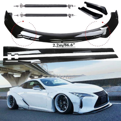 For Lexus LC500 500h  Front Bumper Lip Spoiler Kit 86.6'' Car Side Skirt Q+