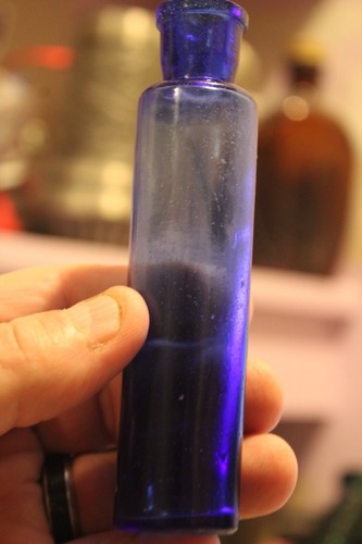 (Antik), 5'', blau, (LEER), Opium/Held, Medizin/Fläschchen Flasche, Artikel# 5565